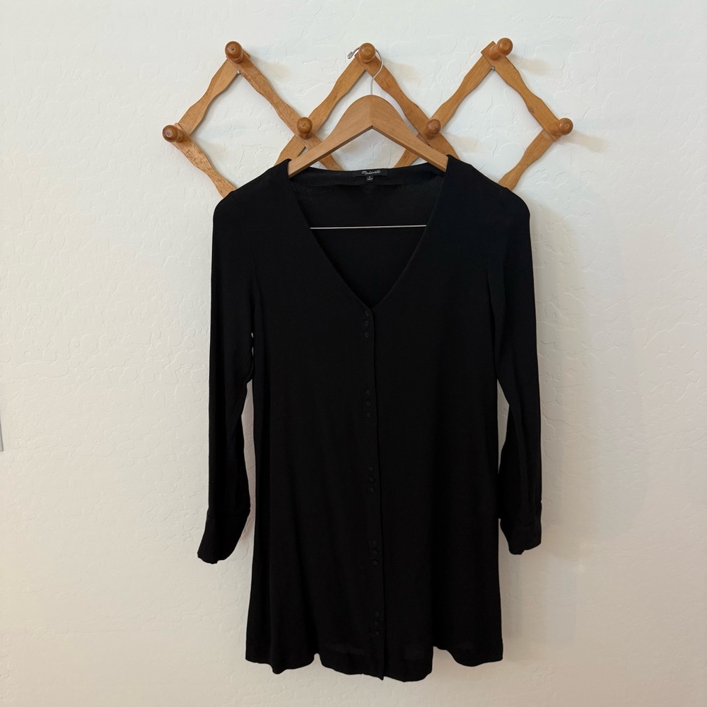 Madewell Black Long Sleeve Button Up Dress